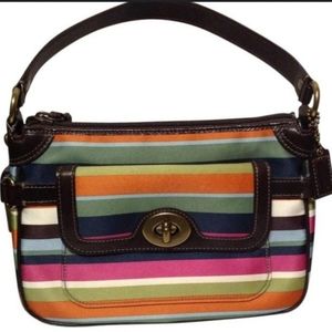 Coach legacy satchel satin striped rainbow handbag purse 41852 retired